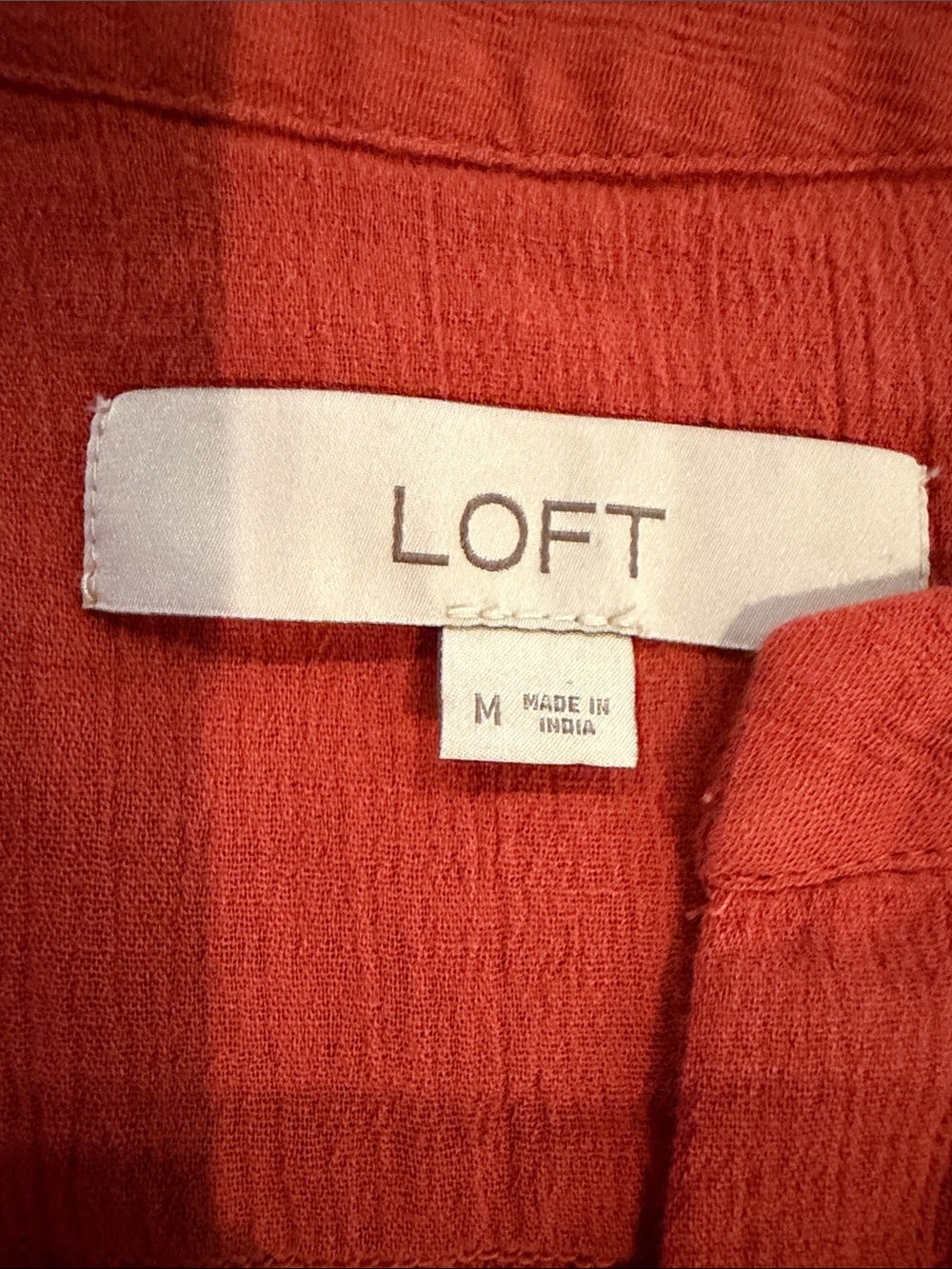LOFT Rust Orange Button-Front Peasant Blouse - Picture 2 of 2